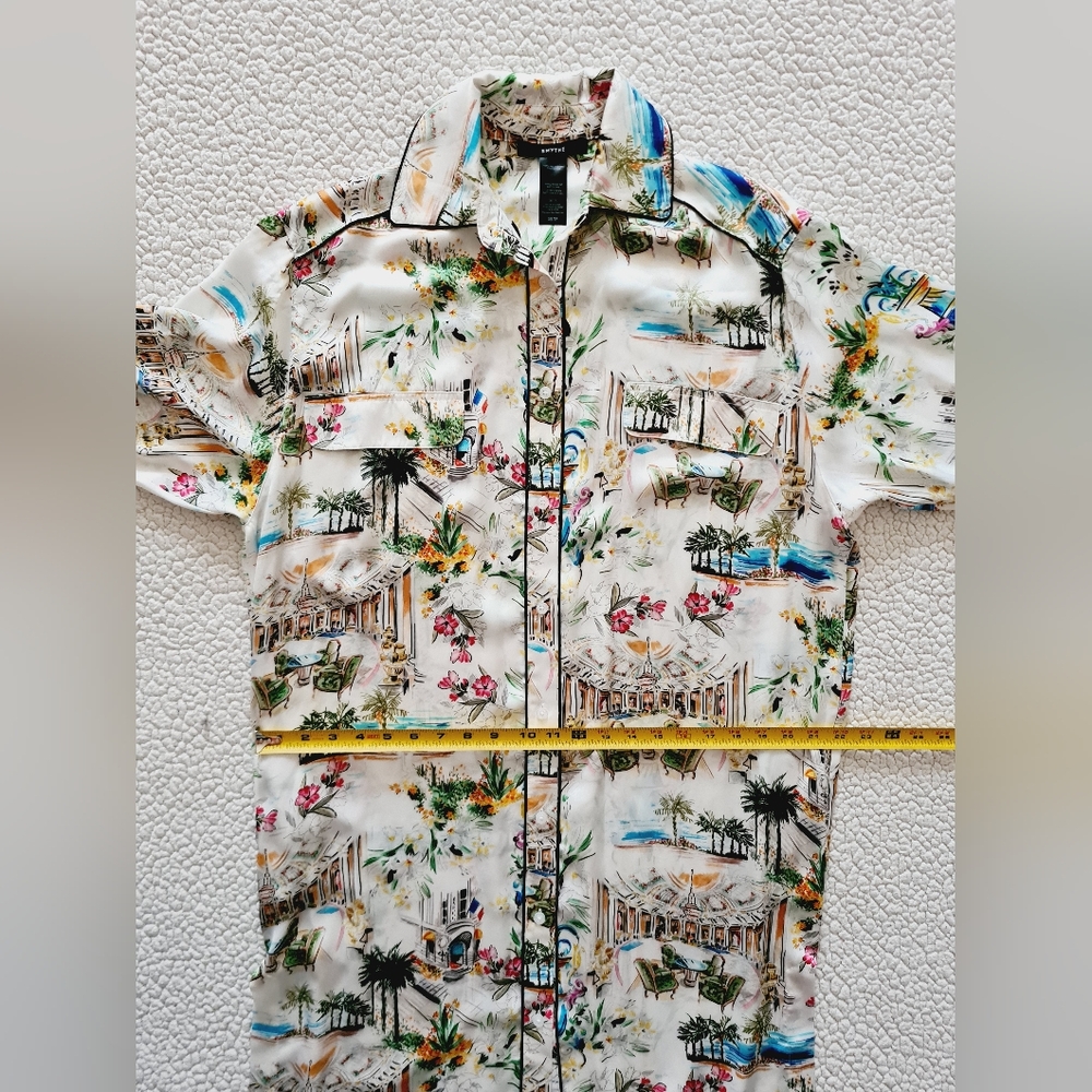 SMYTHE Cote d'Azur Floral Print Long Sleeve Shirt Dress Size XS Org $650 - Picture 12 of 15